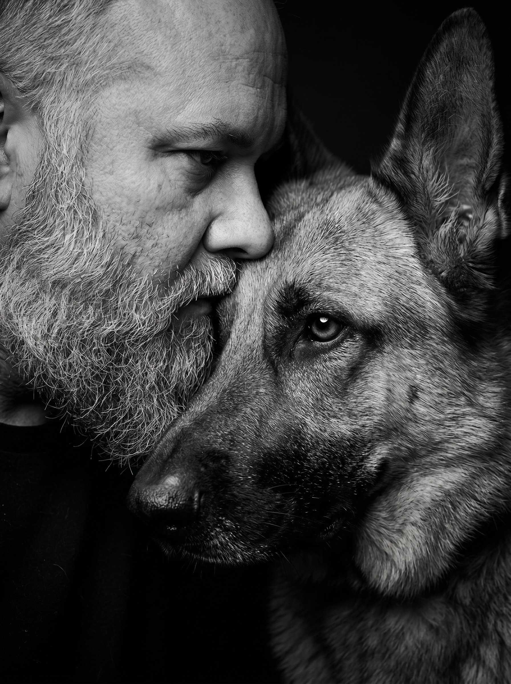 Jim and Thor — black and white legacy portrait
