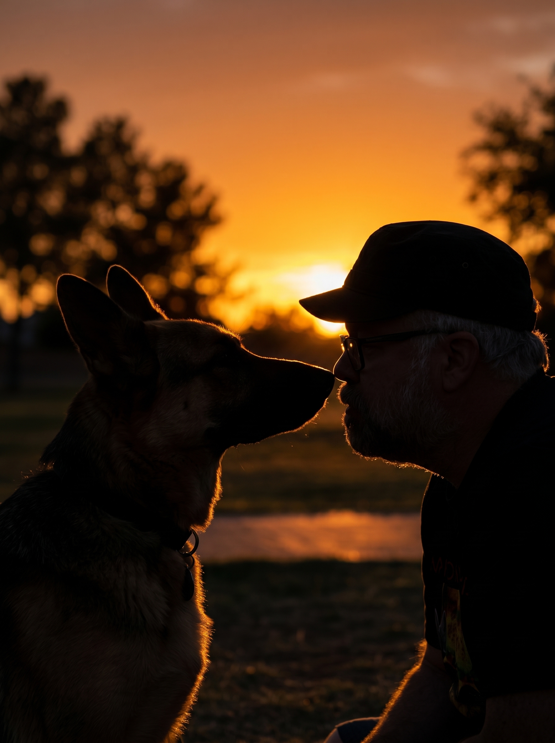 Thor and Jim — sunset silhouette